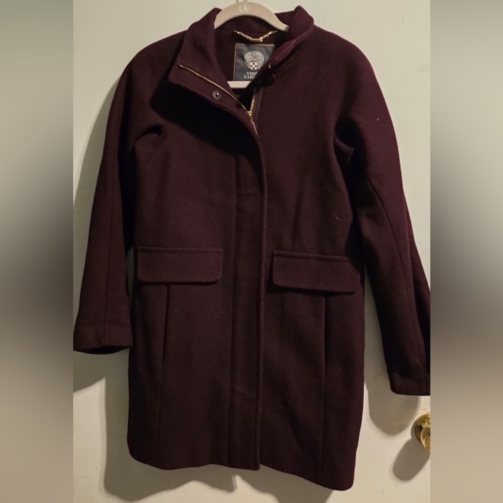 Vince Camuto Dark Red Trench Coat - Picture 3 of 16